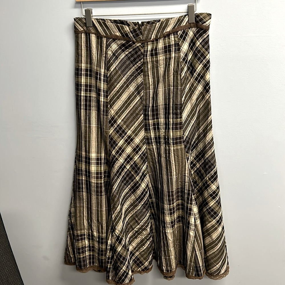 Paris de Orange jupe Broadway style plaid skirt, size large.